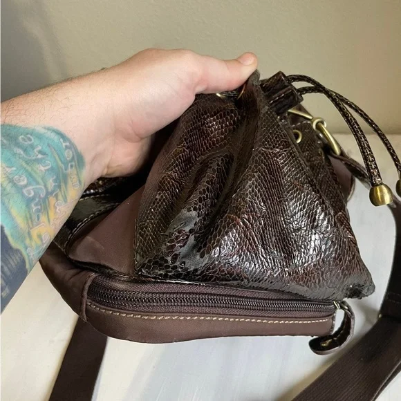 Sorksak Brown Purse with Faux Snakeskin Accents - Picture 8 of 8